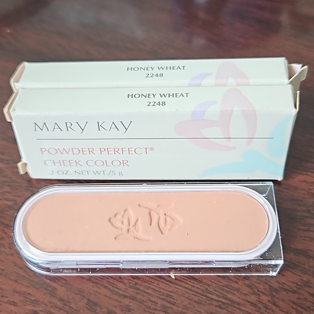 2 Mary Kay Retired Honey Wheat 2248 Powder Perfect Cheek Color Blush Oval NIB